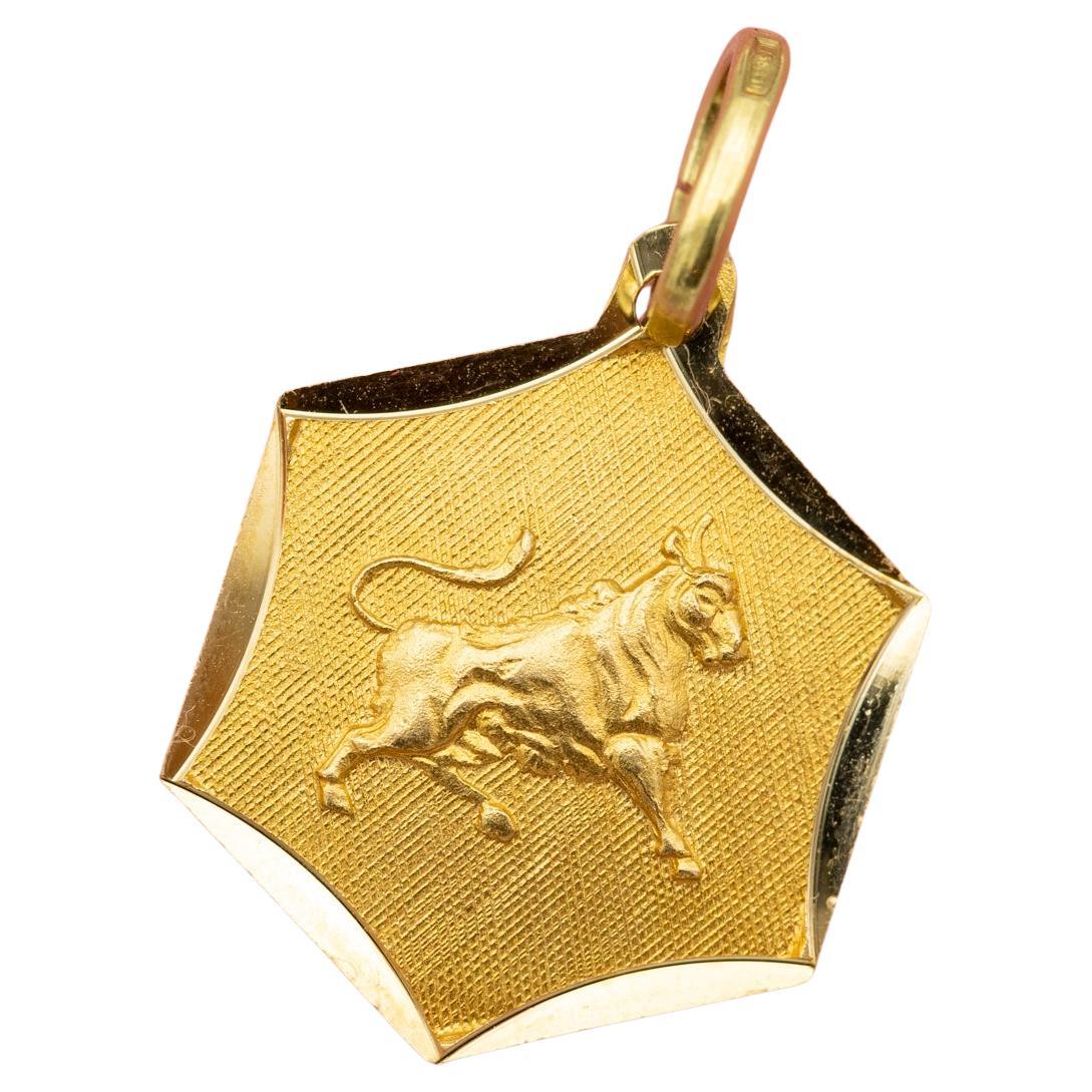 Ciondolo zodiacale vintage 18K - Taurus - Ciondolo del segno zodiacale in oro giallo massiccio 18 carati