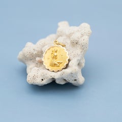 18K Virgo, Vintage 18 karat zodiac charm pendant - solid yellow gold - Star Sign