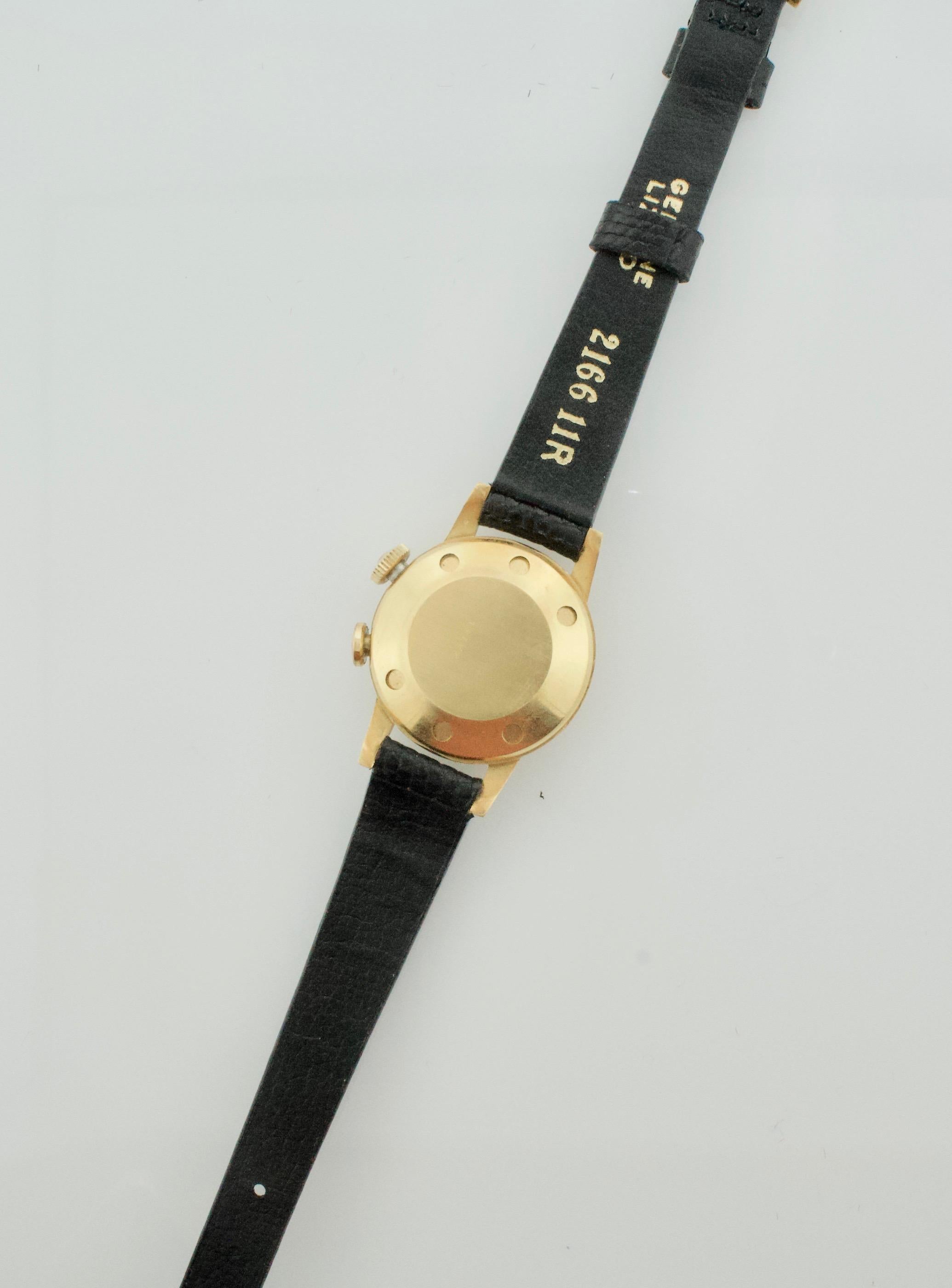 18k Vulcain Alarm Watch Circa 1950's 
From The Inventors of The Alarm Complication for Wristwatches.  While Your Friends and Enemies Wake to an Annoying Bleep or Bloop You Wake to the 