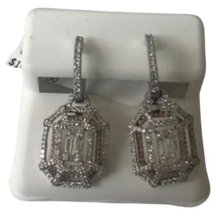 18KW White Gold Diamond Earrings with unique style and perfect matching stone with a combination of yellow gold in the back, elegant and perfect quality. A lifetime perfect diamond gift.  