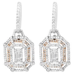 18 Karat VVS Weißgold baumelnde Diamant-Ohrringe