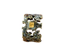 18K w/b Anodized Black Diamonds Pierced  L Center Ring