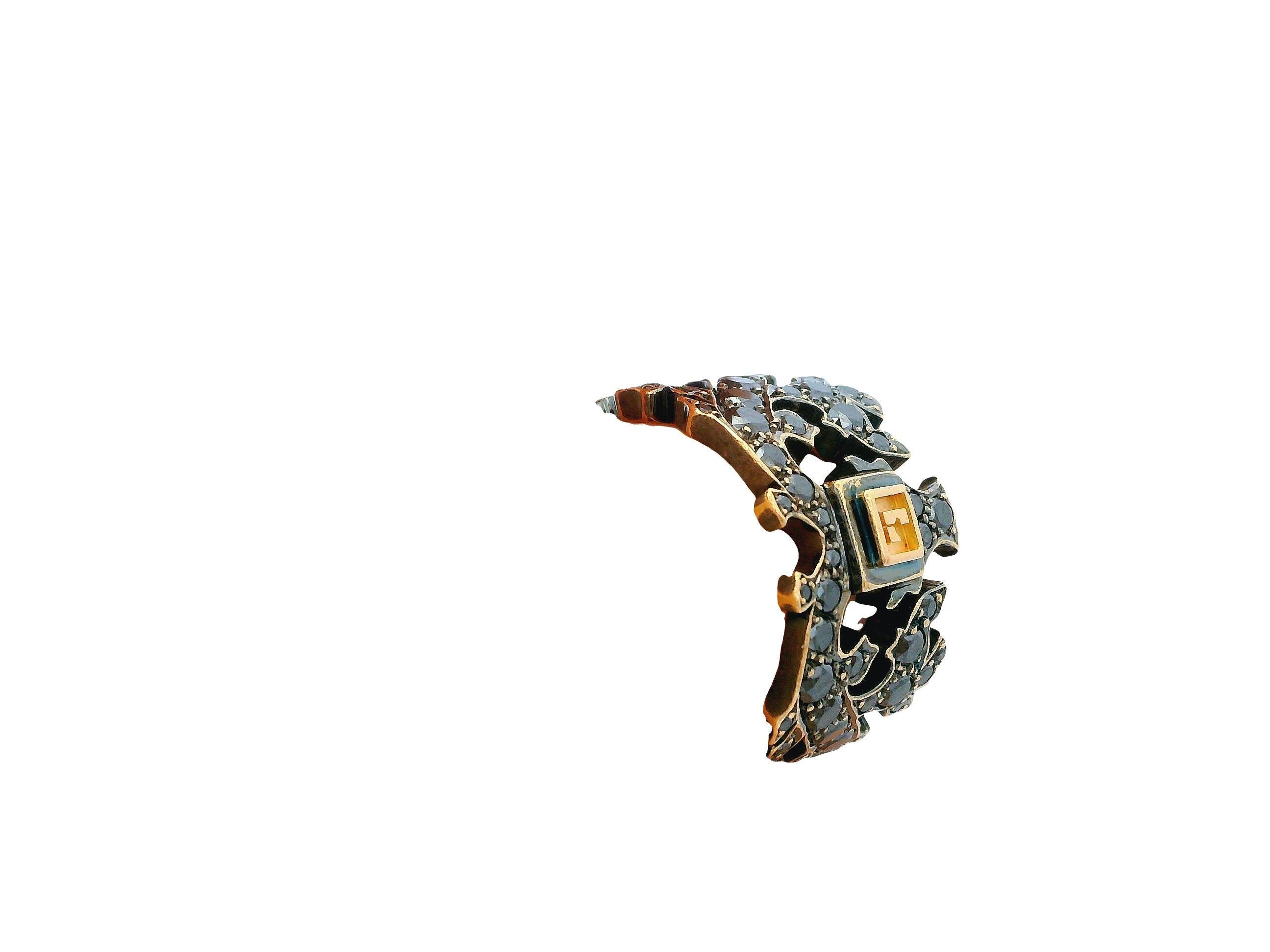 18K w/b Anodisé Noir Diamants Pierced  I.L A.A. Bon état - En vente à Great Neck Plaza, NY