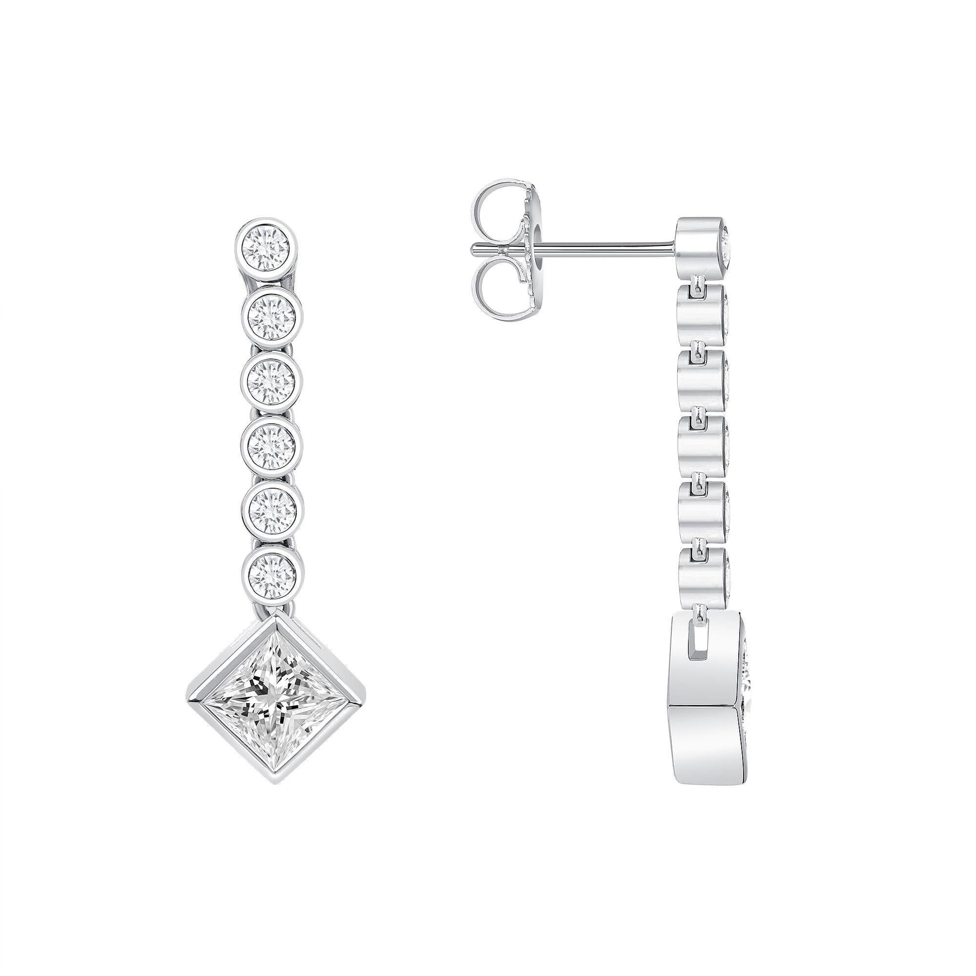 silver square dangle earrings