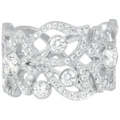 18K WG, 1.36 Ct Diamond Carelle Florette Bridal Wedding Band Anniversary Ring