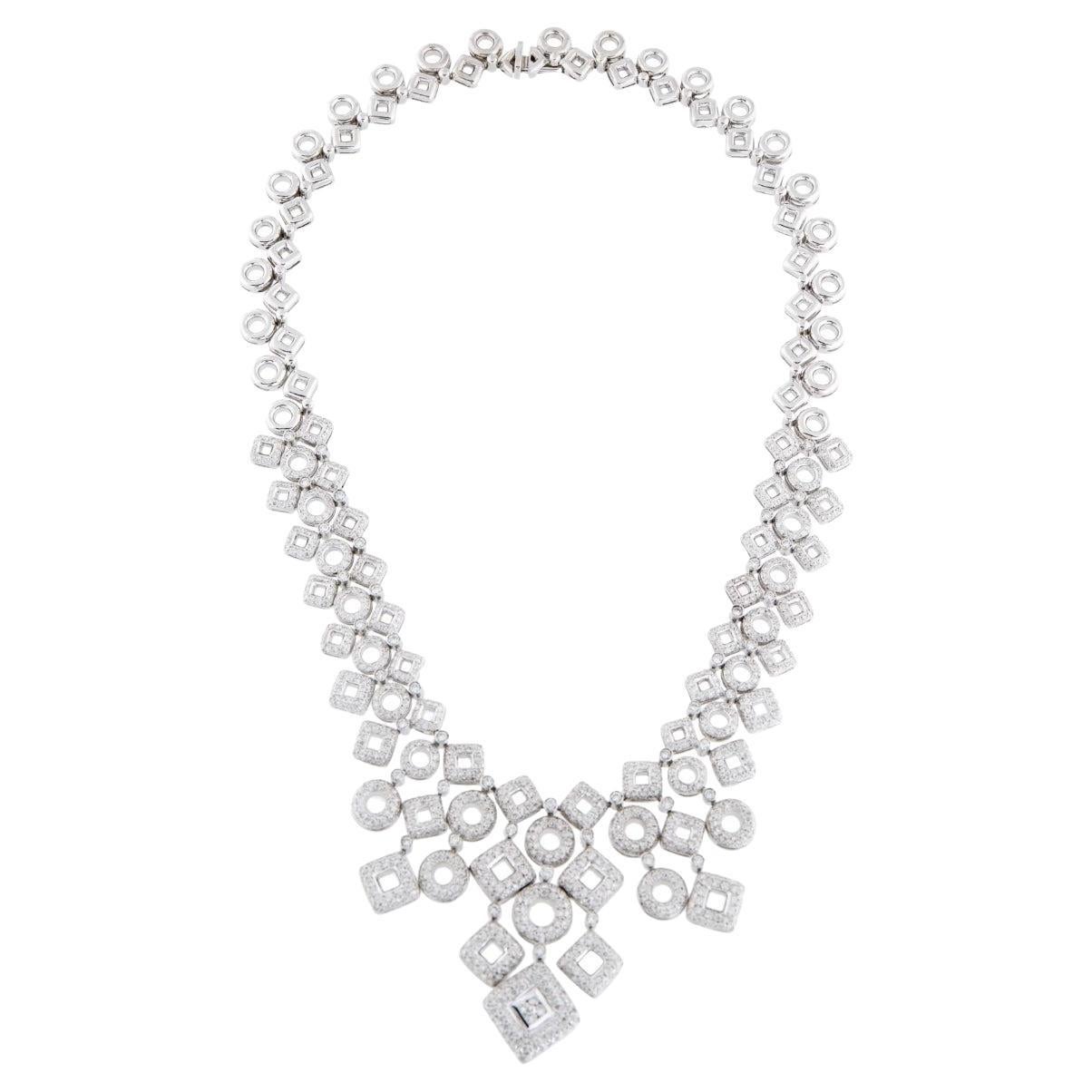 18k WG 7.03ctw Diamond Necklace For Sale