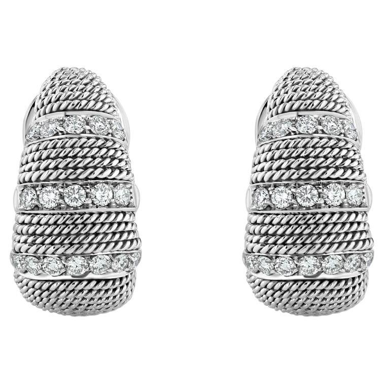 18k WG and Diamond Clip Earrings For Sale