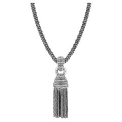 Vintage 18k WG and Diamond Tassel Pendant Necklace