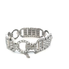 Bracelet Art Déco 18K WG avec 11,69 carats de diamants G VS de taille européenne ancienne