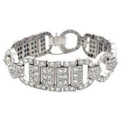 Bracelet Art Déco 18K WG avec 11,69 carats de diamants G VS de taille européenne ancienne