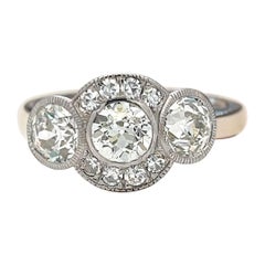 18K WG Art Deco Ring with 4.64 Carat Old European Cut Diamonds Size 7.75 GIA
