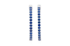 18K WG Blue Sapphire Hoops Tw. 2.91 carat