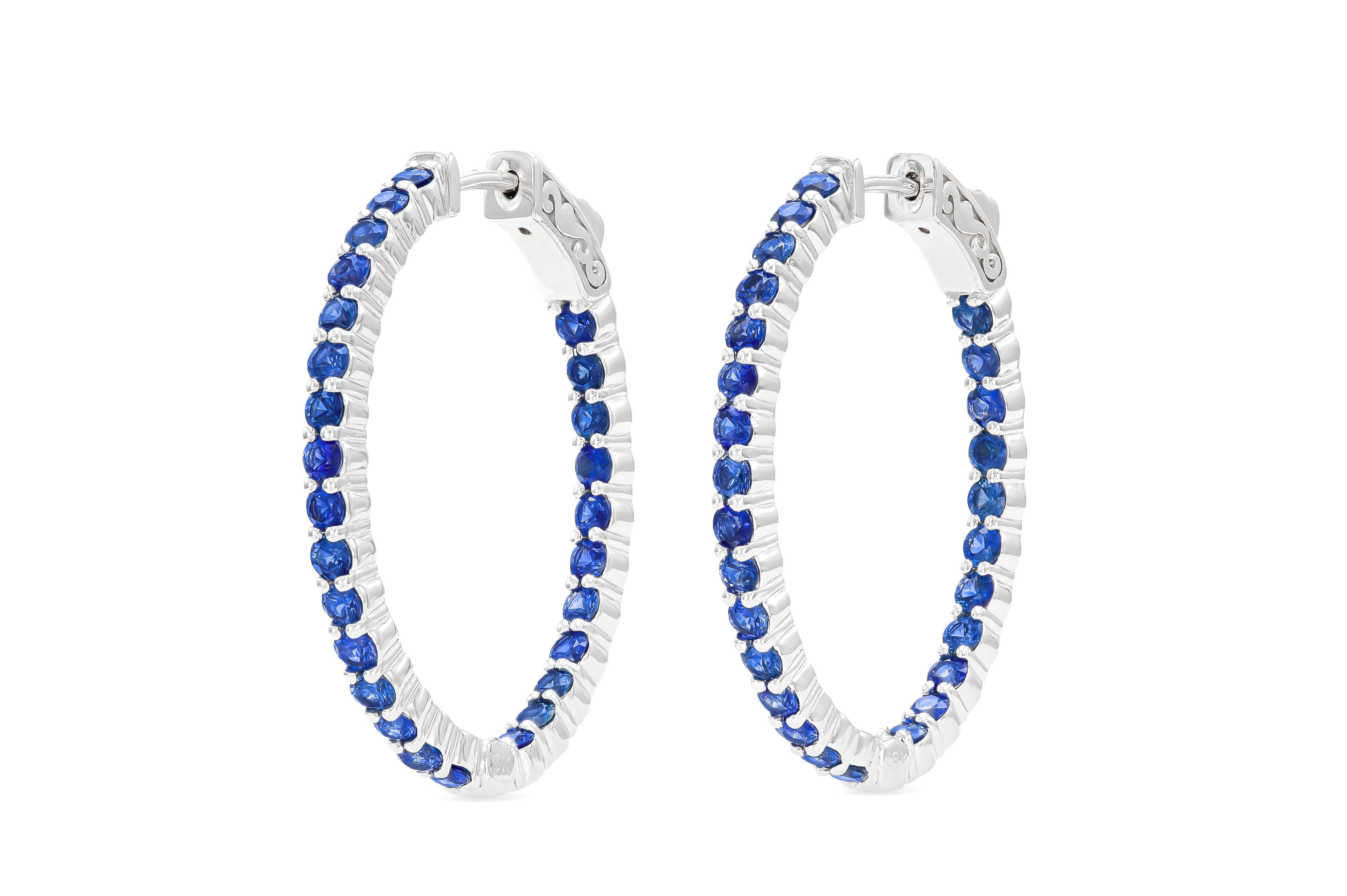 Moderno Cerchi con zaffiro blu 18K WG Tw. 2,91 carati in vendita