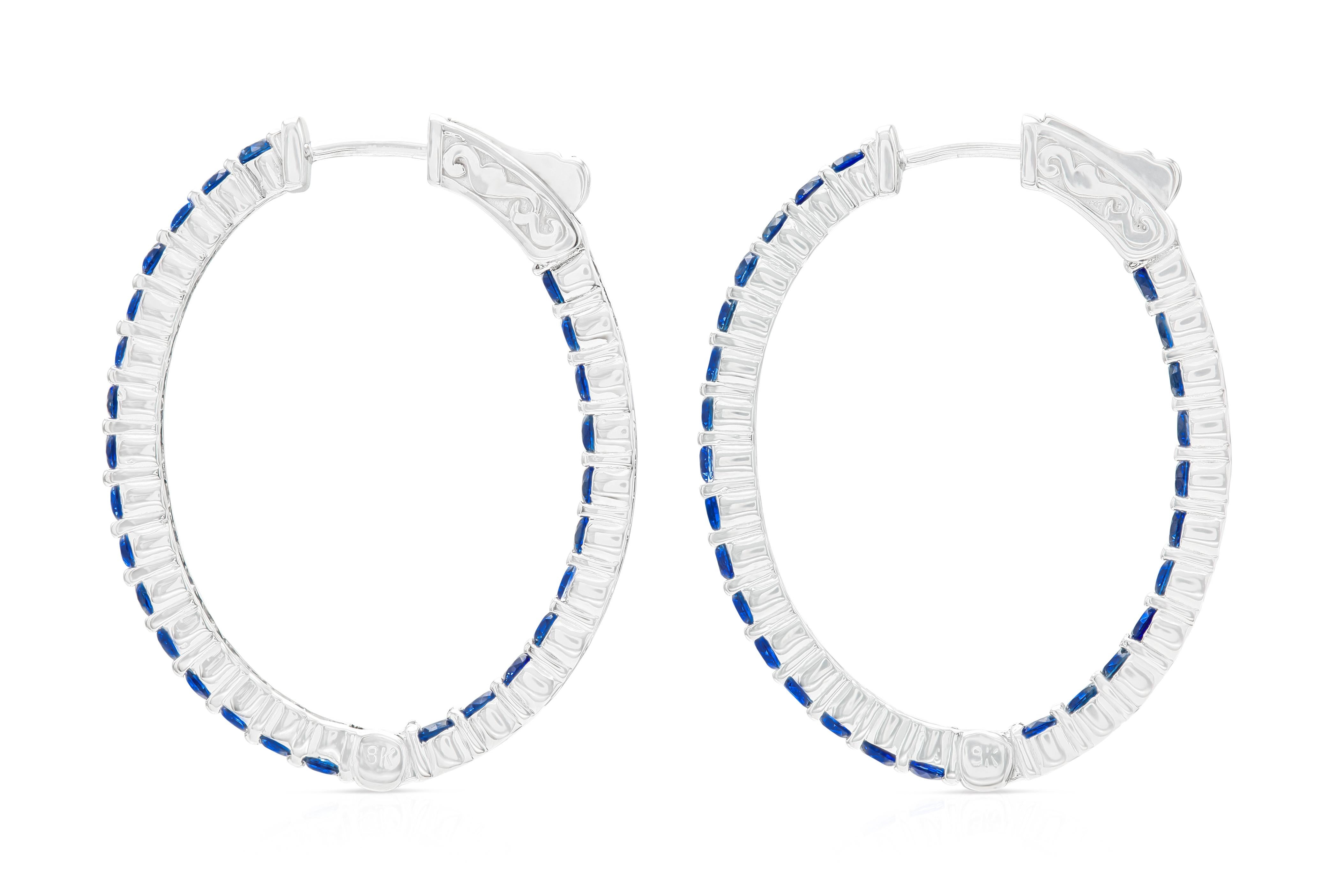 Taglio rotondo Cerchi con zaffiro blu 18K WG Tw. 2,91 carati in vendita
