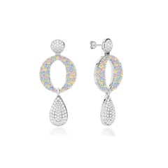 Ruben Manuel Frühlingsohrringe. 18K WG Diamant und Saphir Frühlings-Ohrringe.