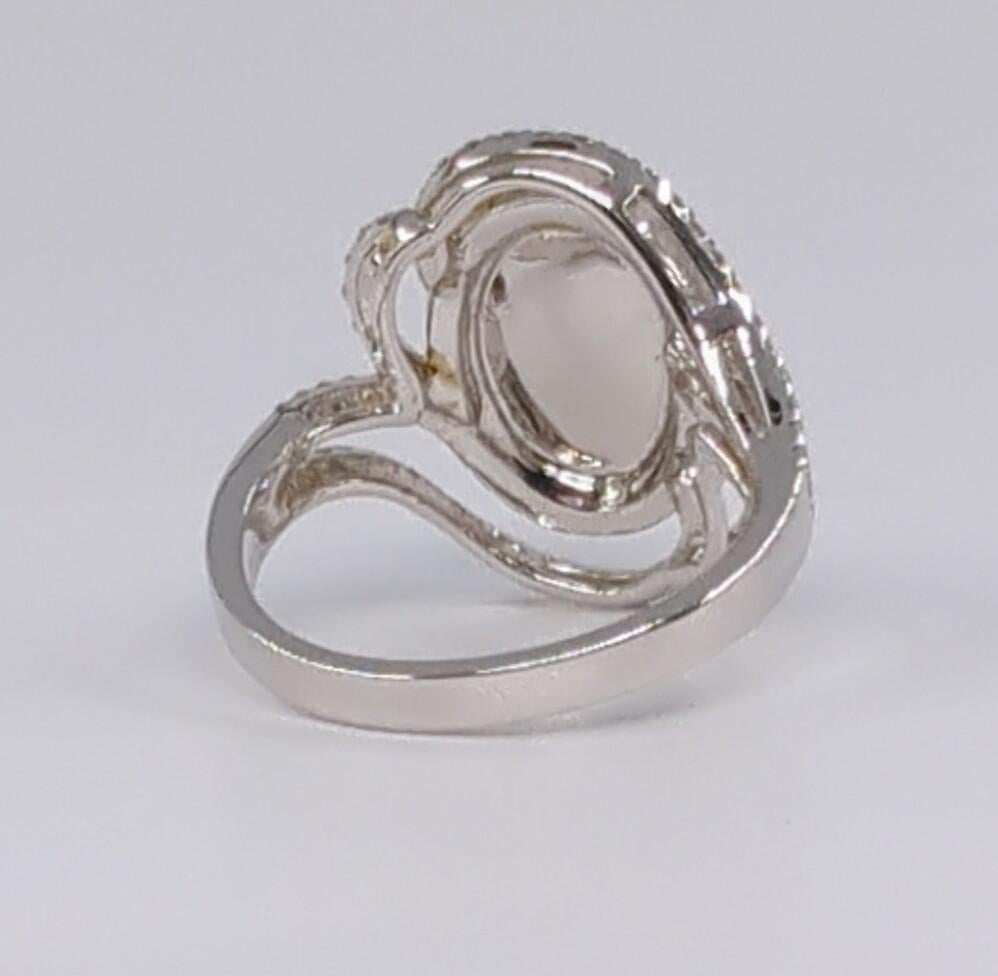 18K WG Ladies A-Grade Green Jadeite Diamond Ring GIA Gemologist Appraisal Sz 7.5 For Sale 1