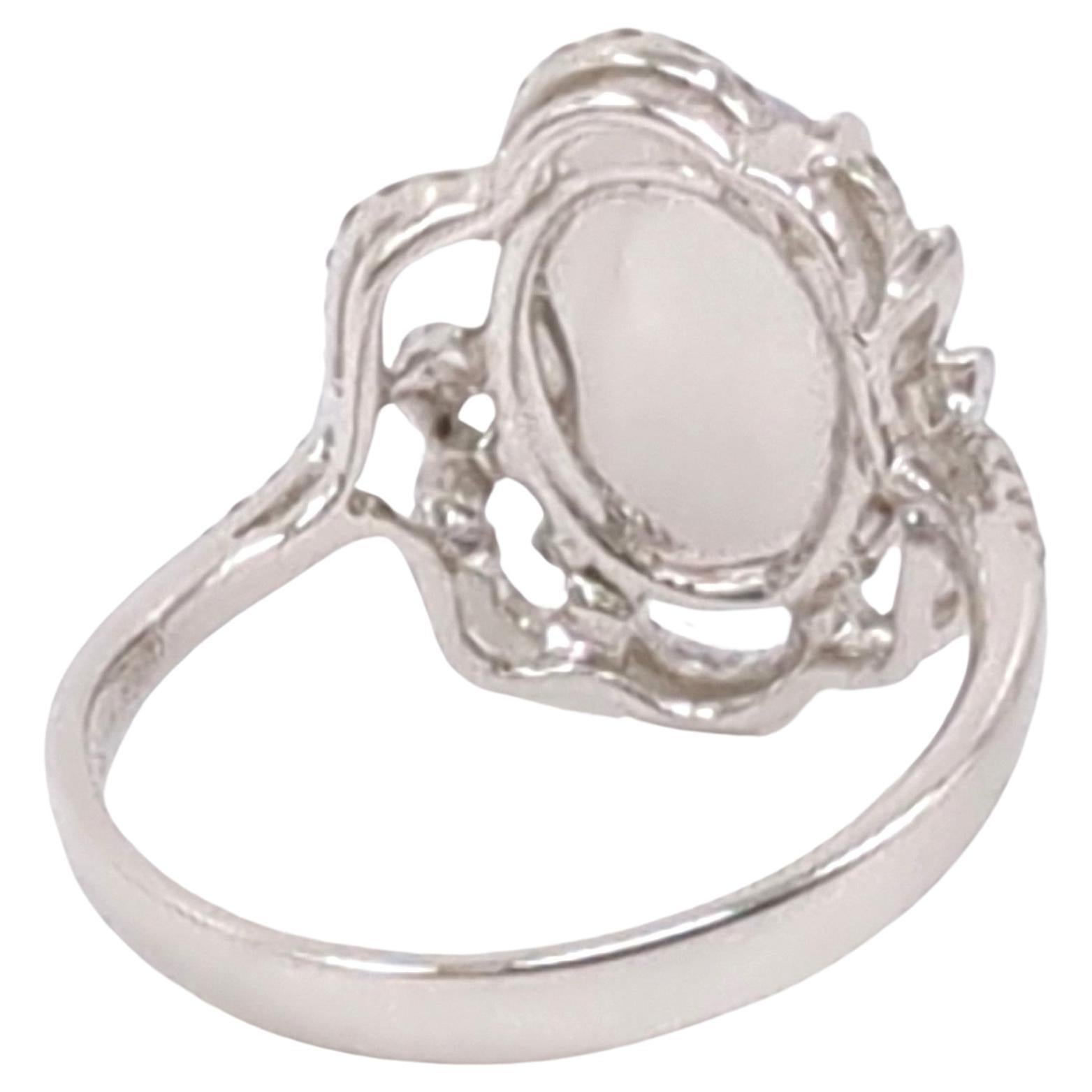 18K WG Lavender Jadeite Diamond Ring A-Grade, GIA Gemologist Appraisal Sz 7.5 In Excellent Condition For Sale In Richmond, CA