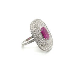 18K WG Octagon Ruby Diamond Ring