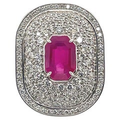 18K WG Octagon Ruby Diamond Ring