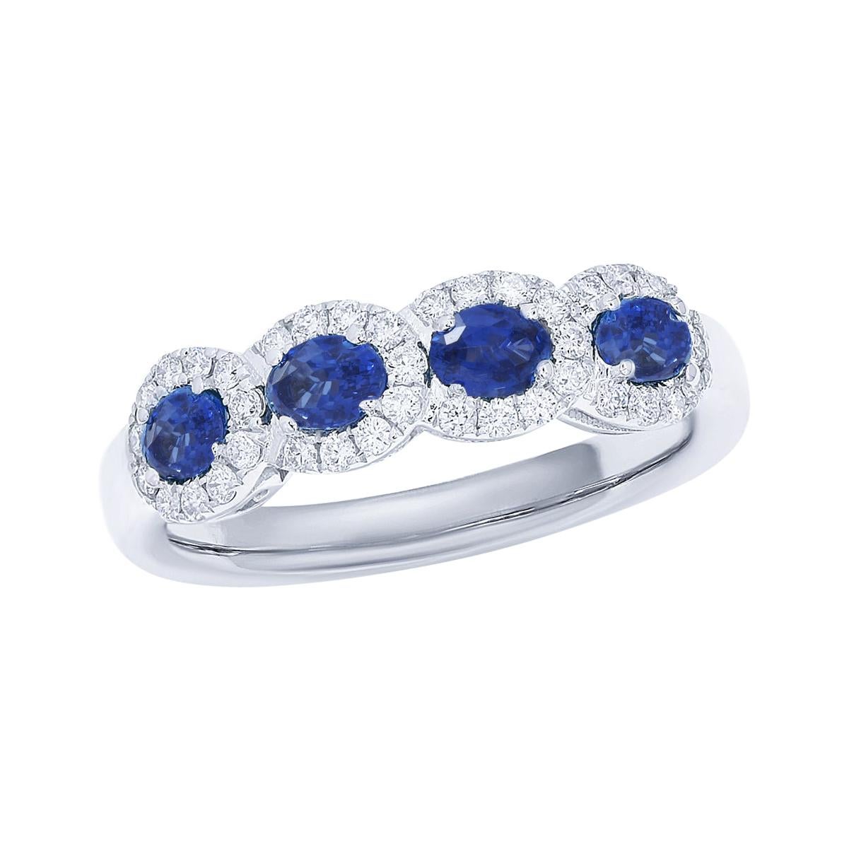 18k Wg Ring with 0.84ct Sapphire and 0.32ct Diamond For Sale