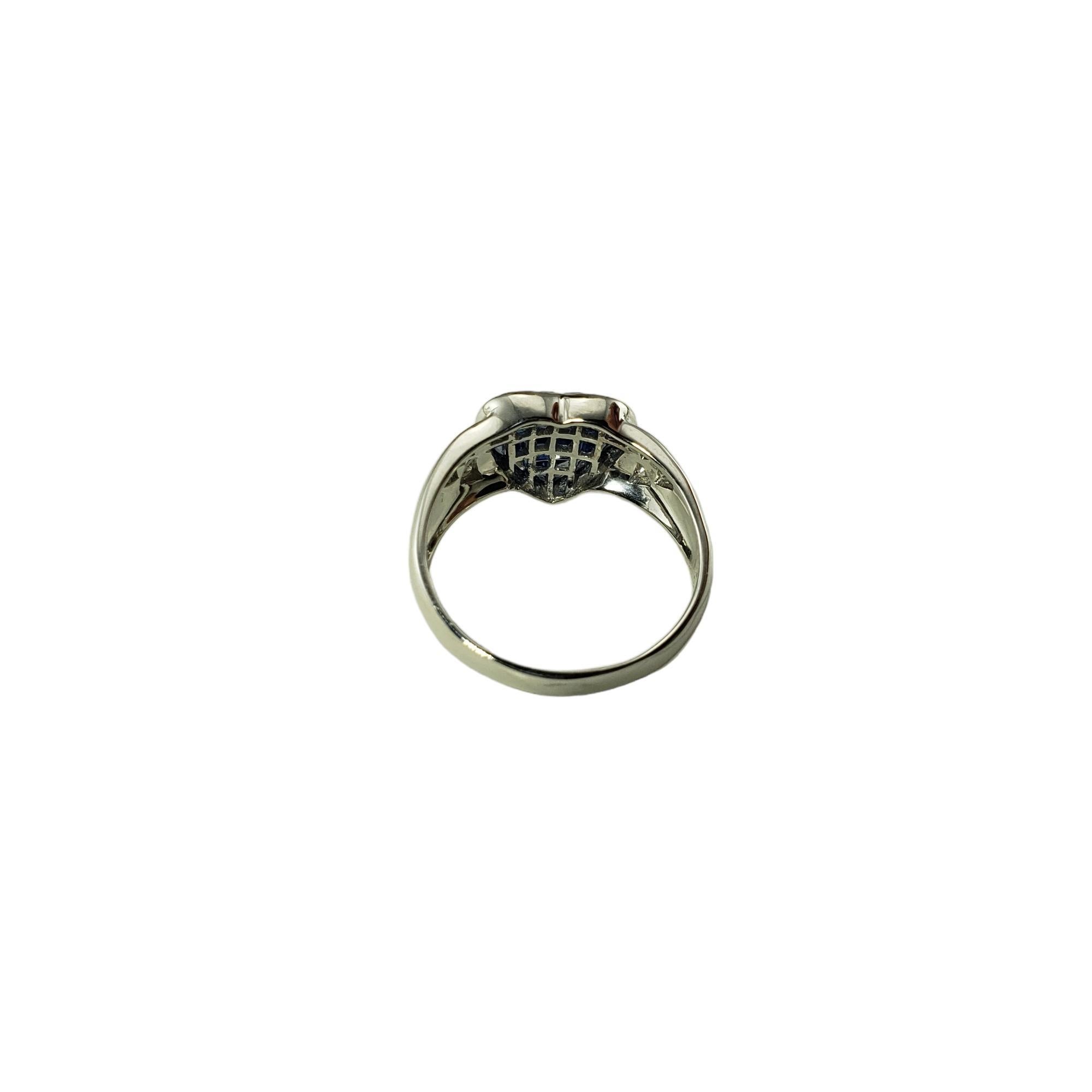 Women's 18K WG Sapphire Diamond Heart Ring Size 9 #15379 For Sale