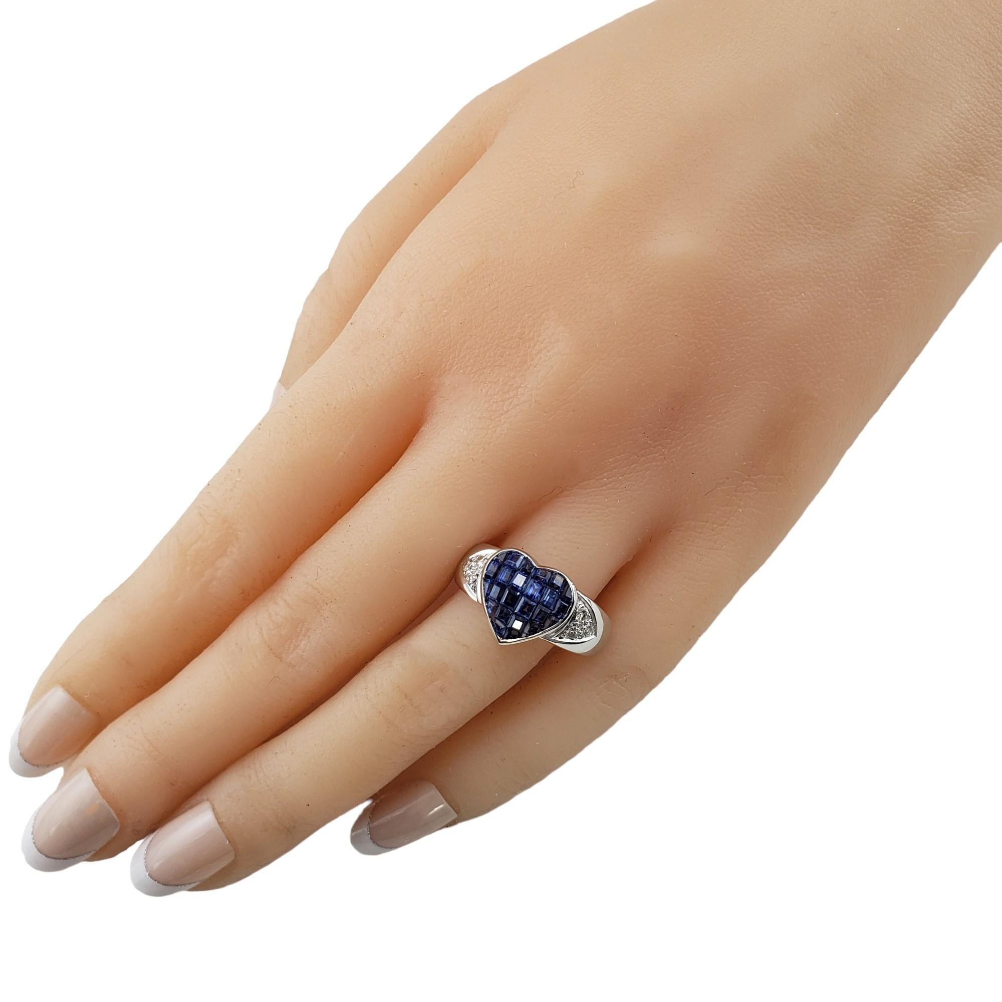 18K WG Sapphire Diamond Heart Ring Size 9 #15379 For Sale 2