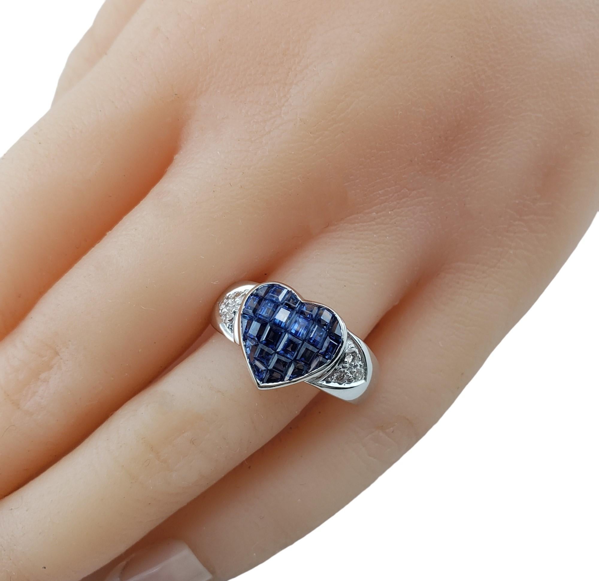 18K WG Sapphire Diamond Heart Ring Size 9 #15379 For Sale 3
