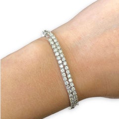 18k WG Straight "Choker" Diamond Tennis Necklace 4.35ctw or Double Row Bracelet
