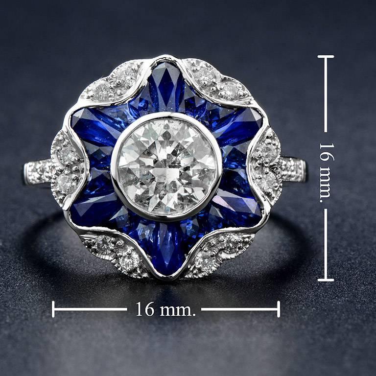 Women's 1.05 Carat Diamond Sapphire Engagement Ring