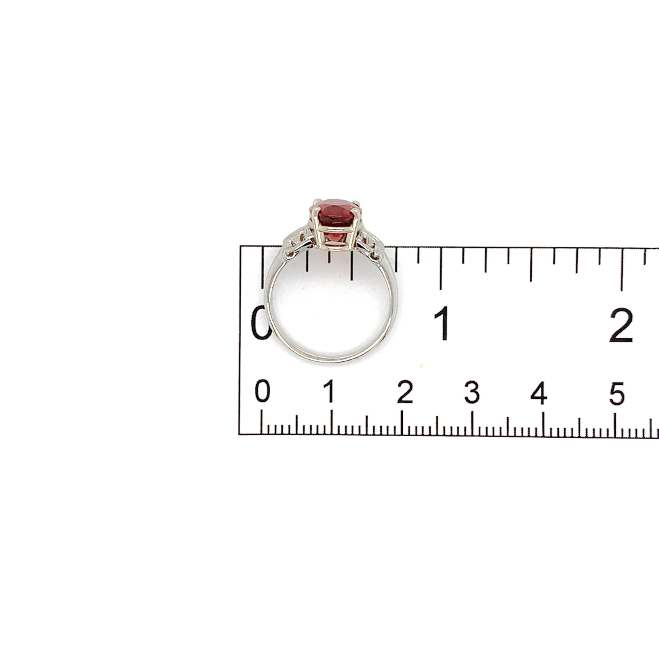 18K Weißgold 3,53 Karat Spessartin Granat Ring Größe 5,75 im Angebot 5