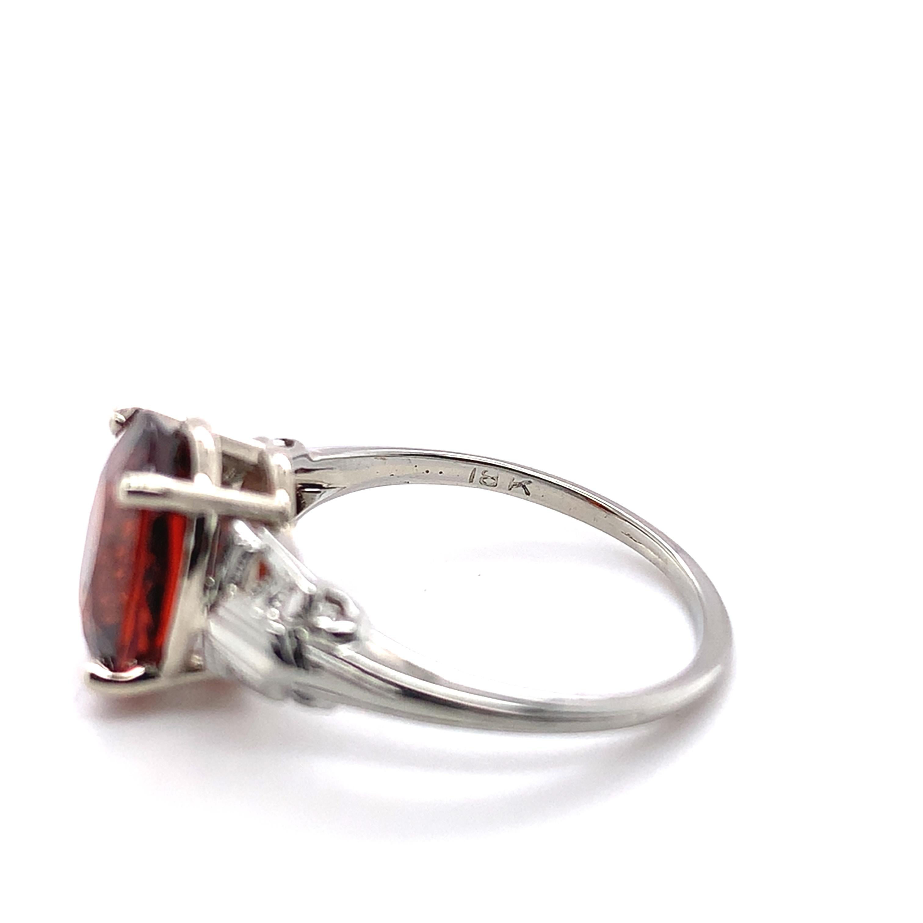 18K Weißgold 3,53 Karat Spessartin Granat Ring Größe 5,75 im Angebot 4