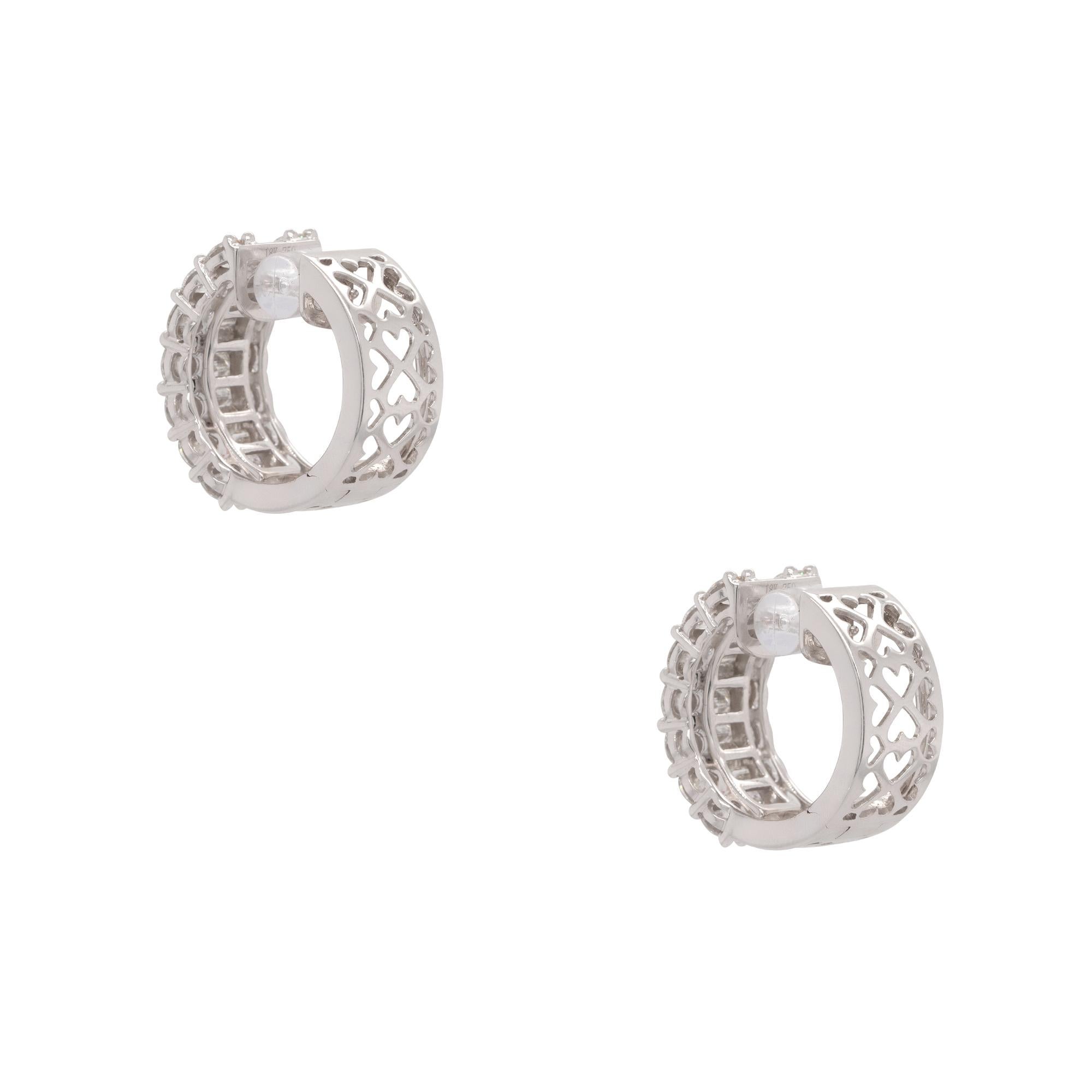 6.19 Carat Diamond Wide Hoop Earrings 18 Karat In Stock In Excellent Condition For Sale In Boca Raton, FL