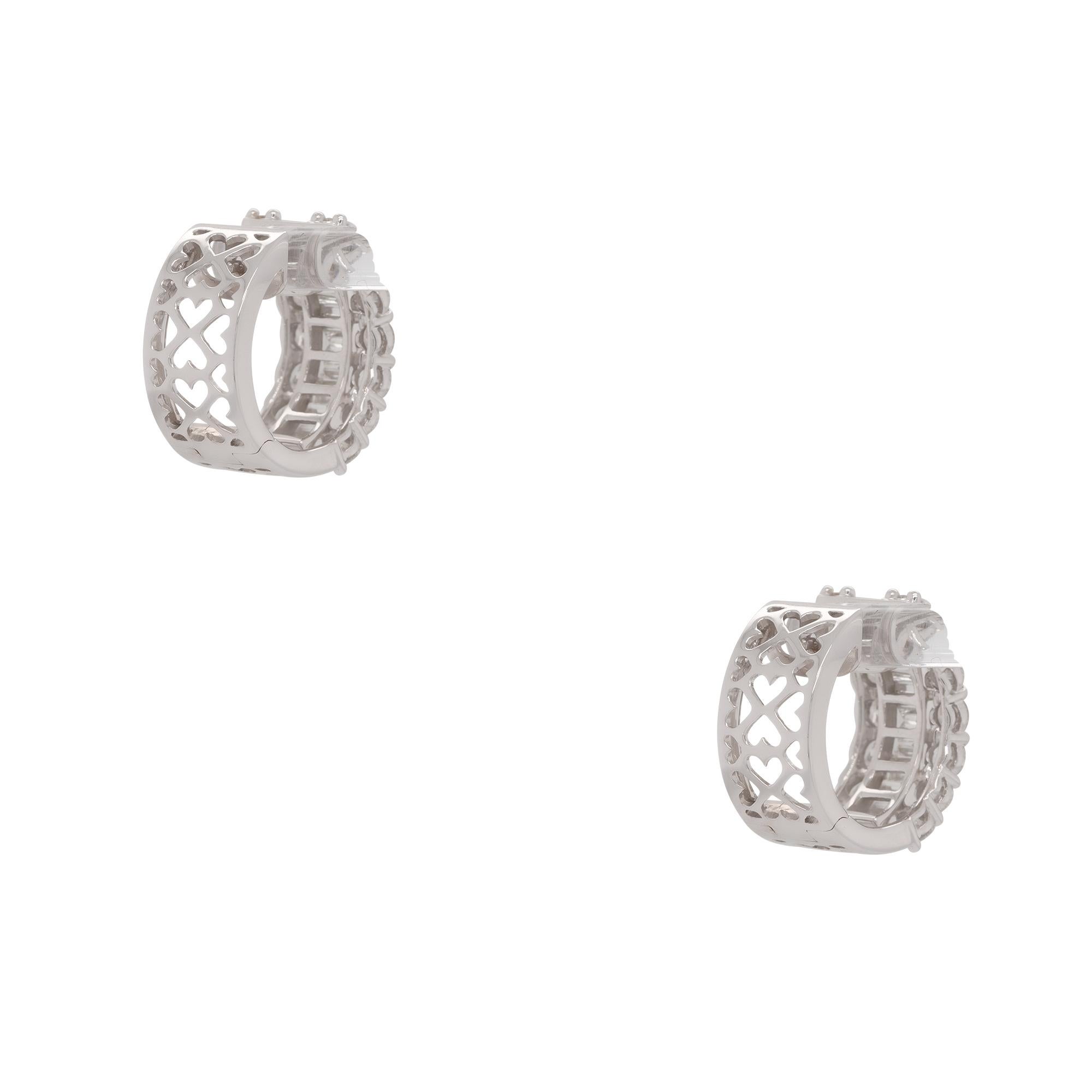 Women's 6.19 Carat Diamond Wide Hoop Earrings 18 Karat In Stock For Sale