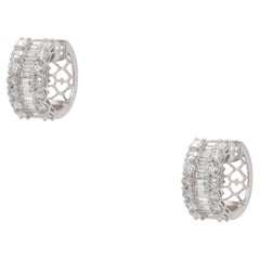 6.19 Carat Diamond Wide Hoop Earrings 18 Karat In Stock