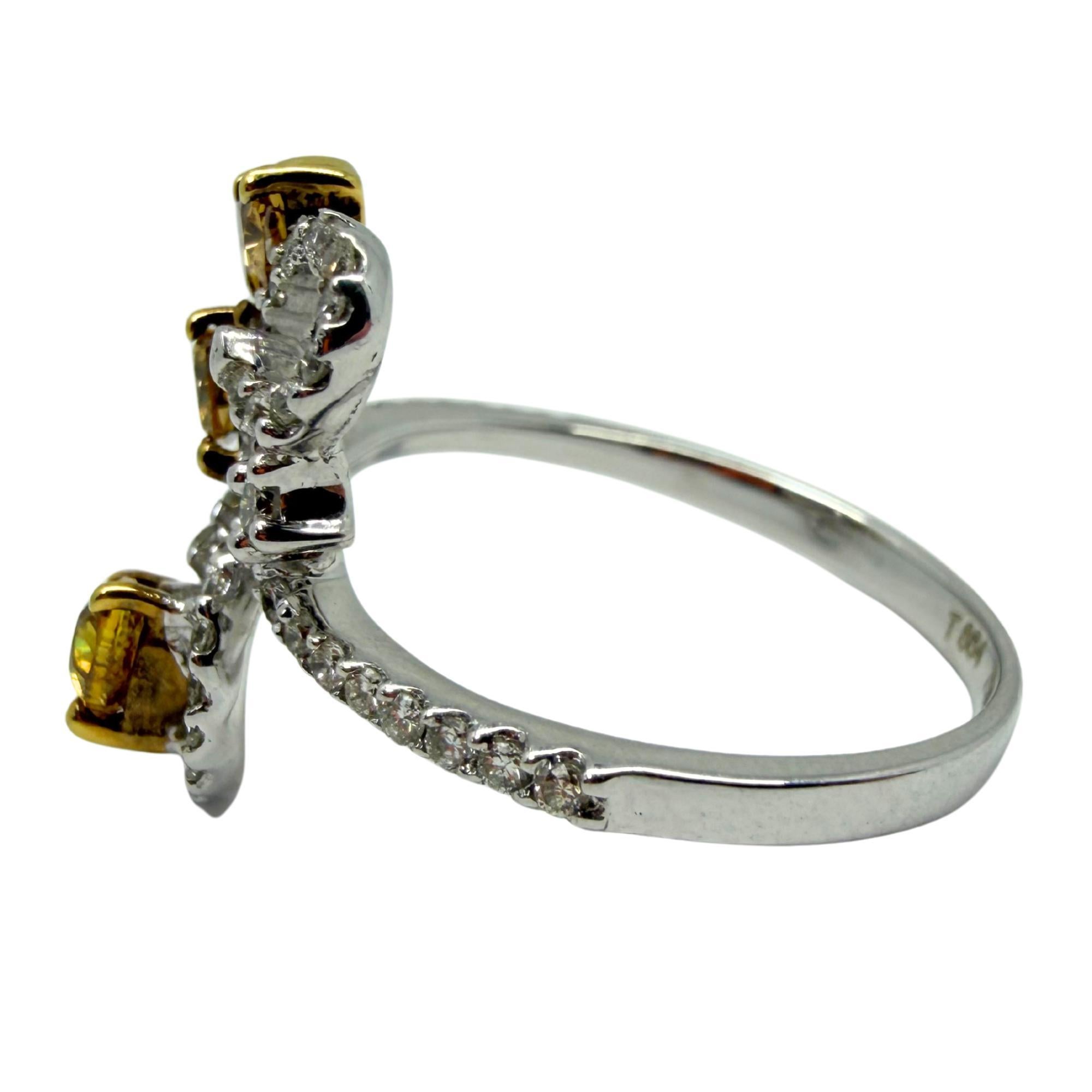 Anello con diamante bianco e marrone 18k in vendita 3