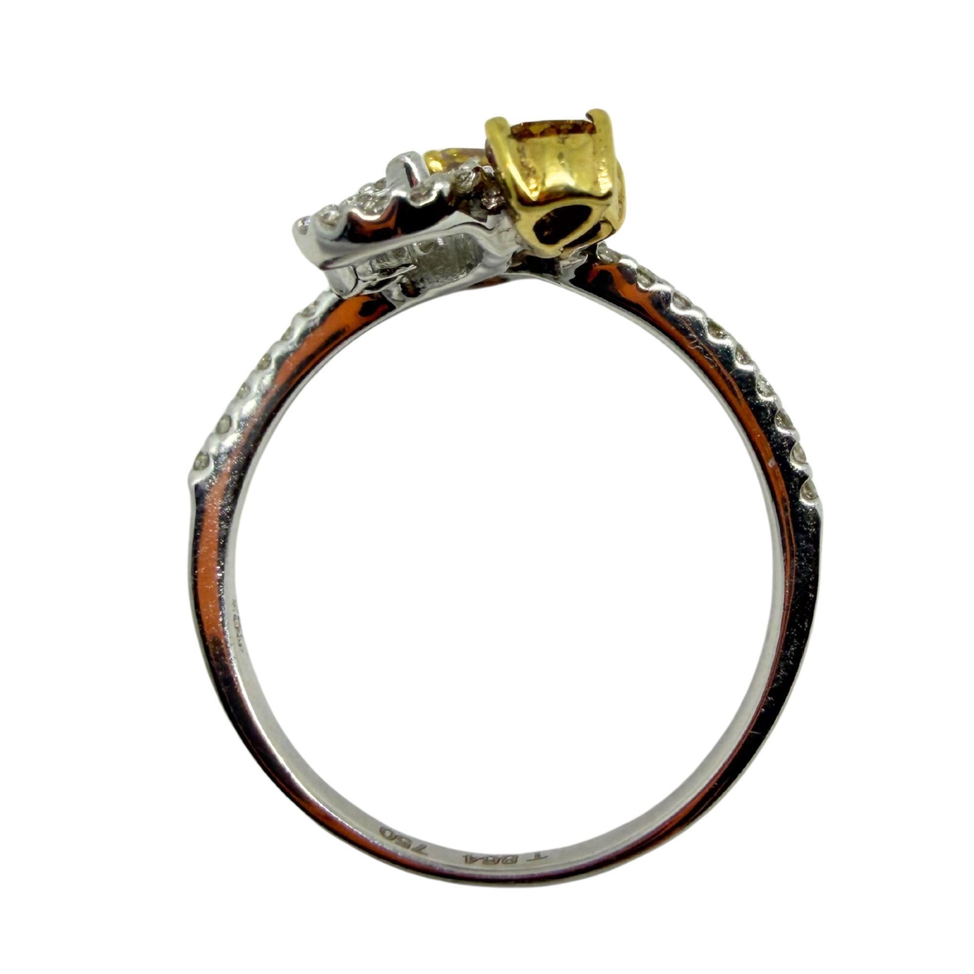 Anello con diamante bianco e marrone 18k in vendita 4