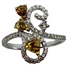 Bague en diamant blanc et brun 18k