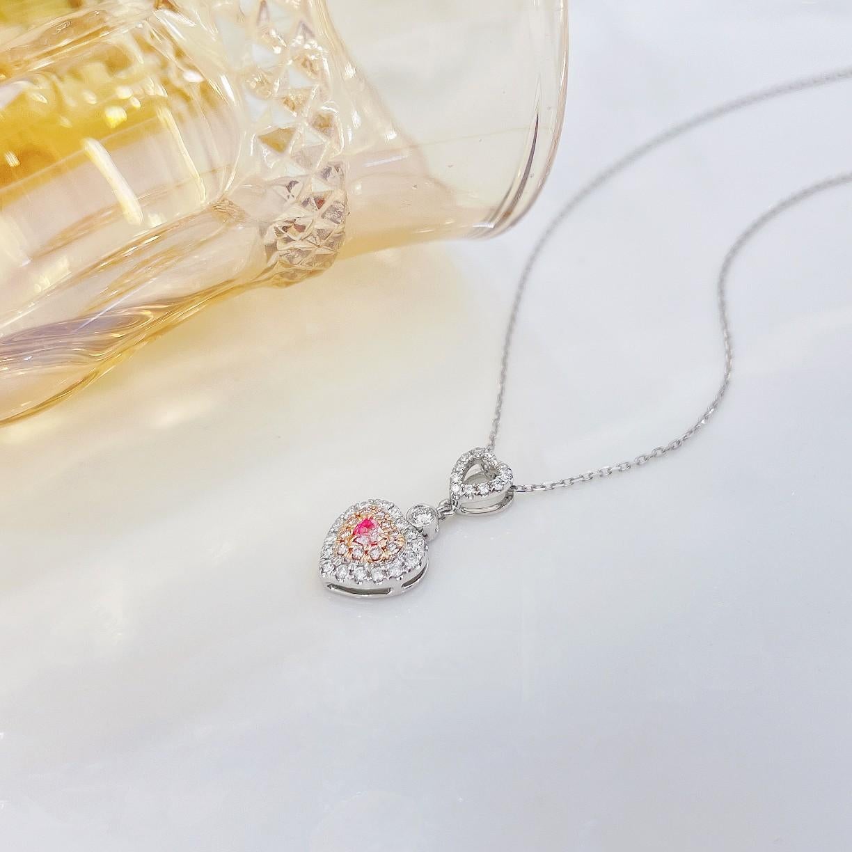 Halskette mit Herzverschluss aus 18 Karat Weiß- und Rosagold mit Diamanten für Damen oder Herren im Angebot