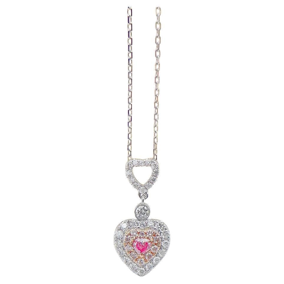 Halskette mit Herzverschluss aus 18 Karat Weiß- und Rosagold mit Diamanten im Angebot