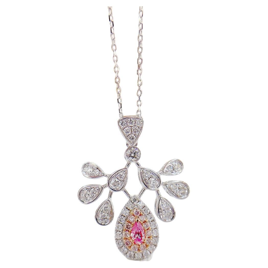 Collier de paon en or blanc et rose 18K avec diamants en forme de goutte d'eau en vente