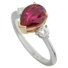 18K Weiß- und Rotgold 0,30ct Diamant und Rubin Ring MF25-050726
