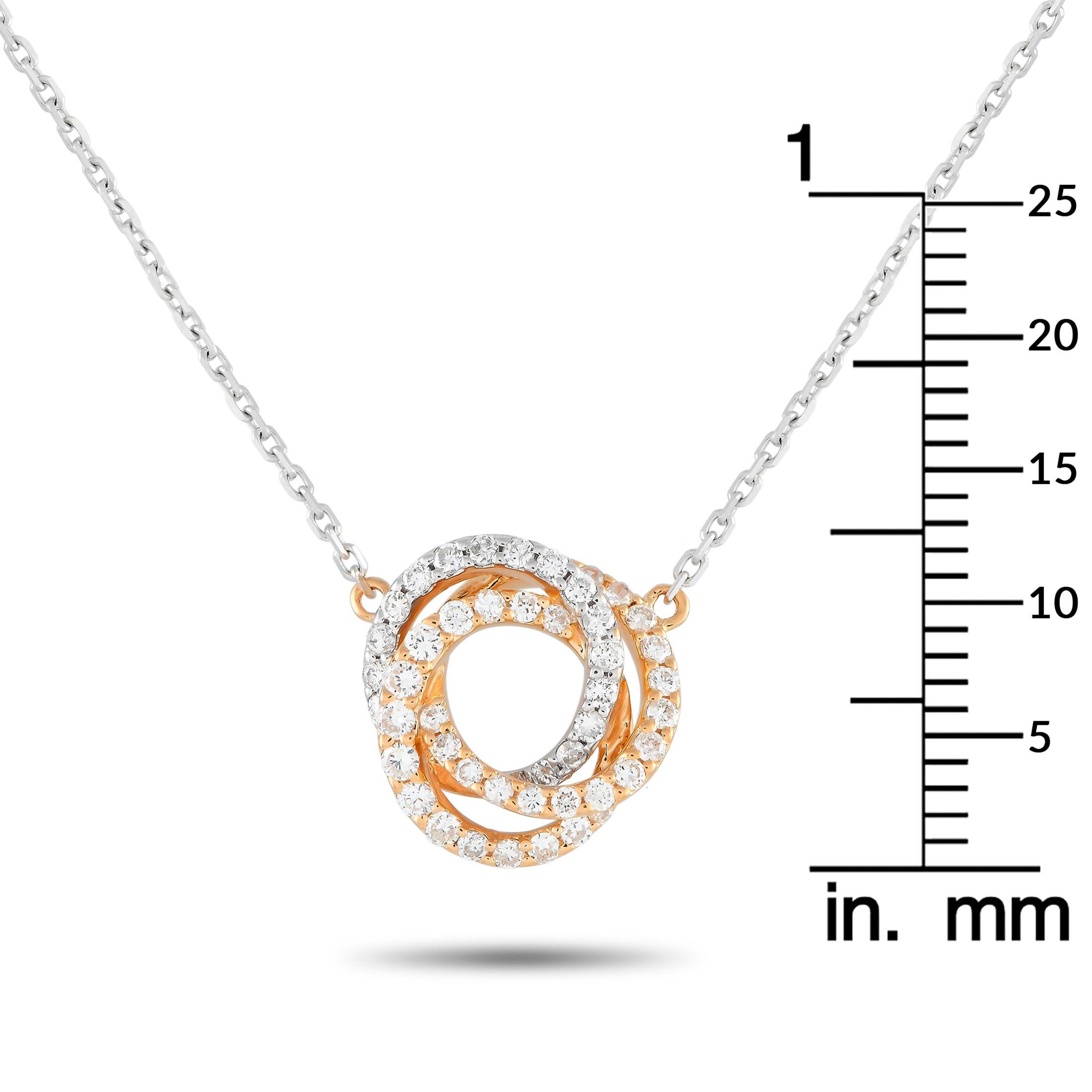 18 Karat Weiß- und Roségold 0,50 Karat Diamant Dreifach-Ring-Halskette ANK-13200-TRI im Zustand „Neu“ im Angebot in Southampton, PA