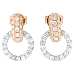 18K White and Rose Gold 1.0ct Diamond Drop Earrings