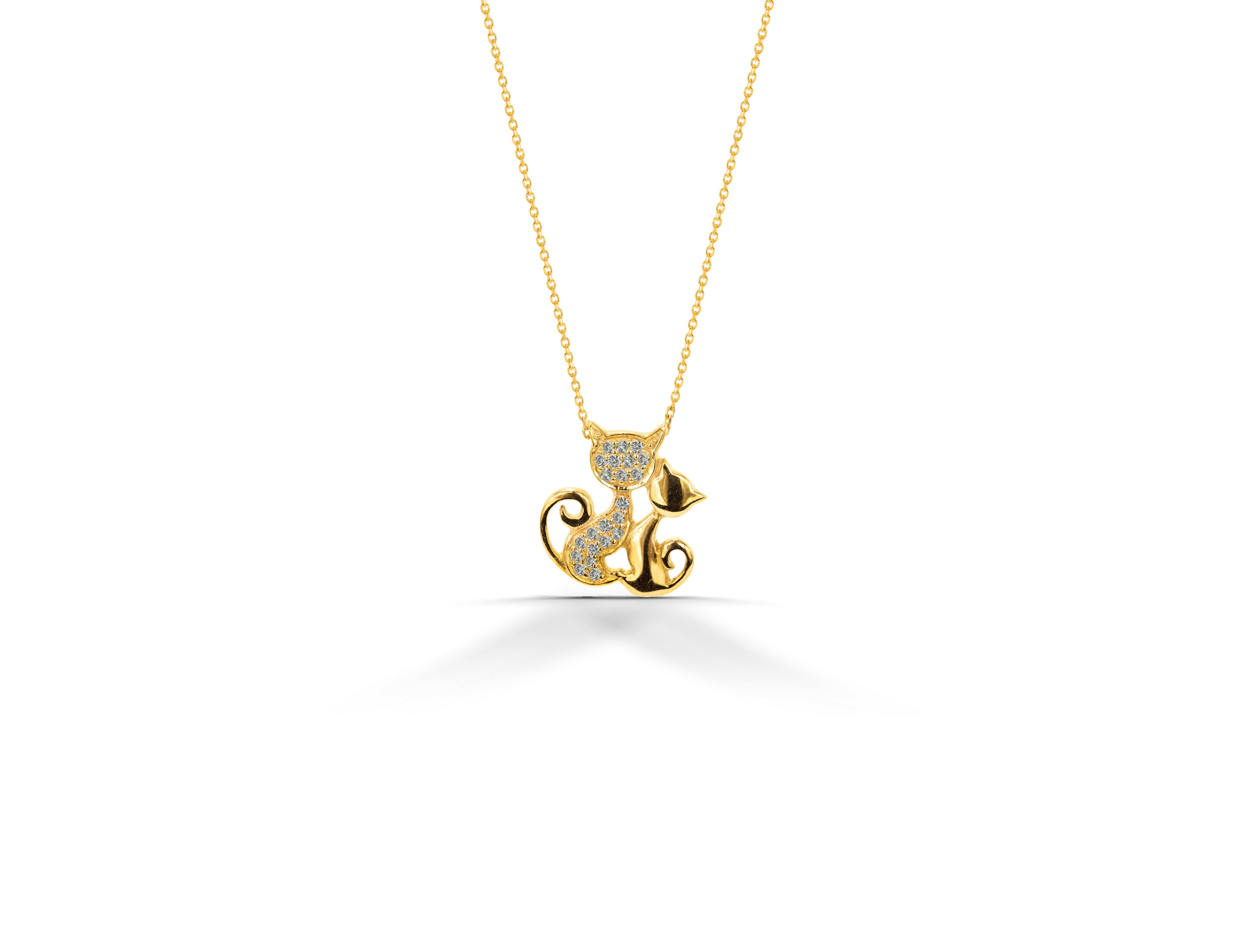 18k gold cat pendant