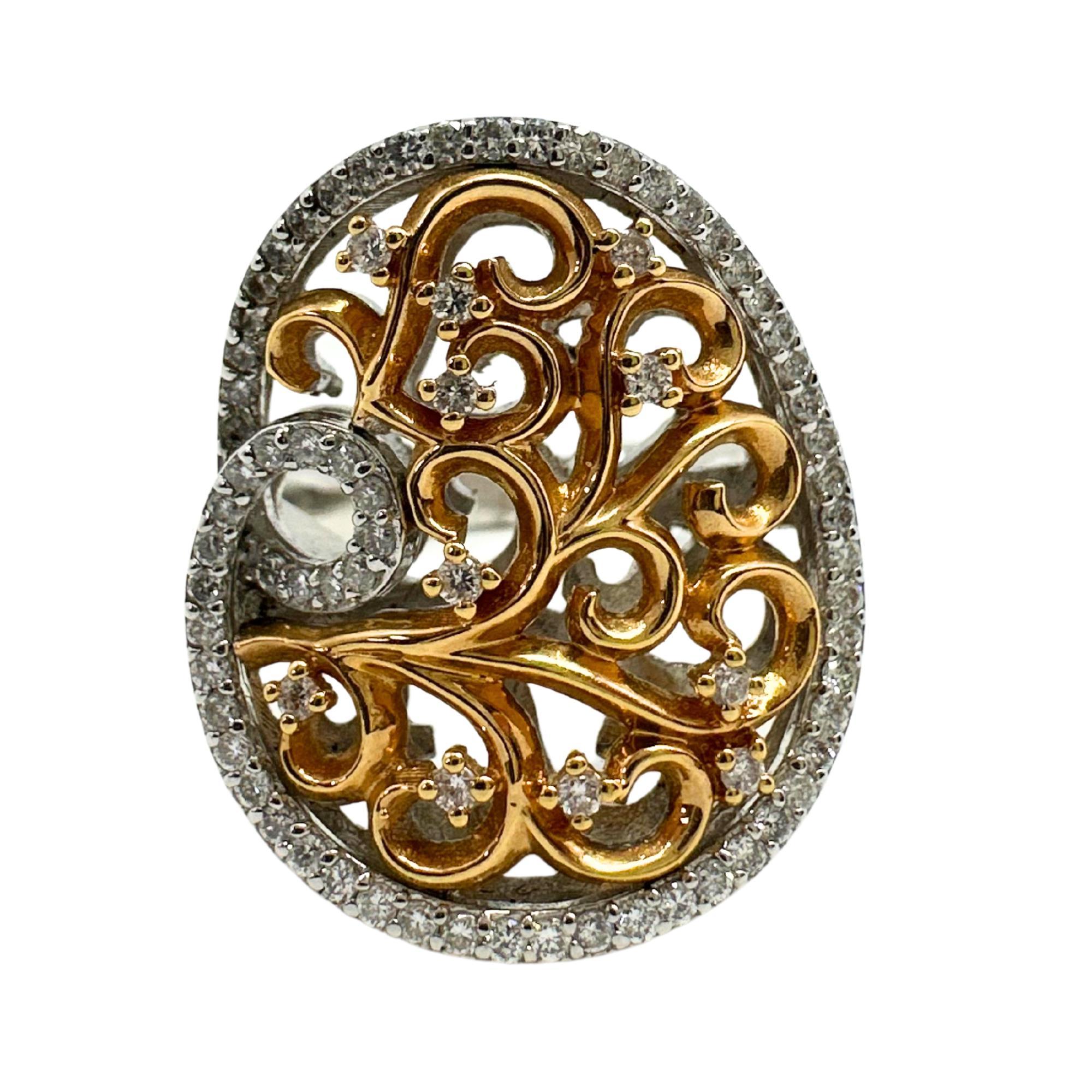 18K White and Rose Gold Diamond Ring
Condition: In good condition with some minor surface wear consistent with age.
Ring size: 7.25
Markings: 
