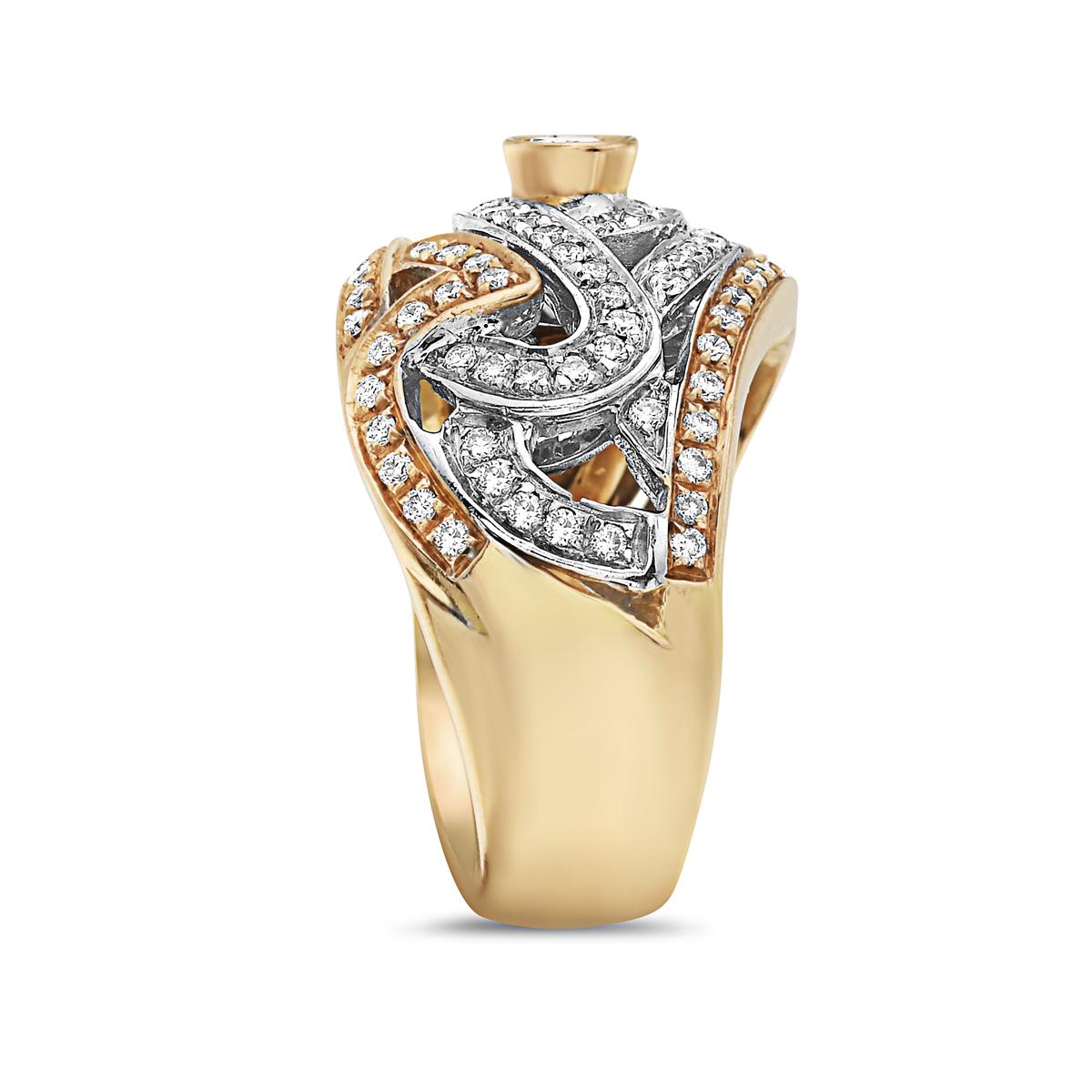 Taille ronde Bague en or blanc et rose 18 carats avec diamants en vente