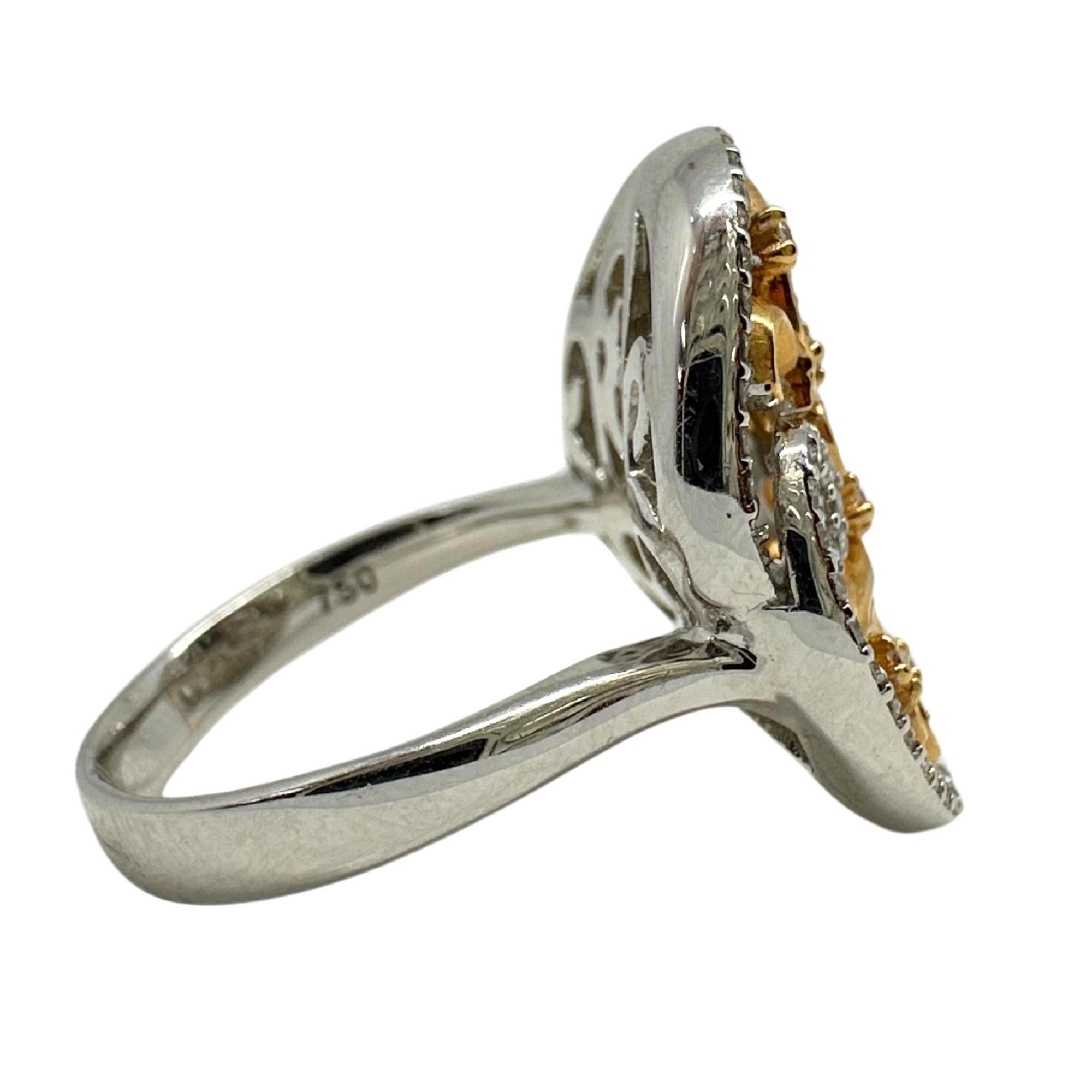 18K White and Rose Gold Diamond Ring In Good Condition For Sale In New York, NY