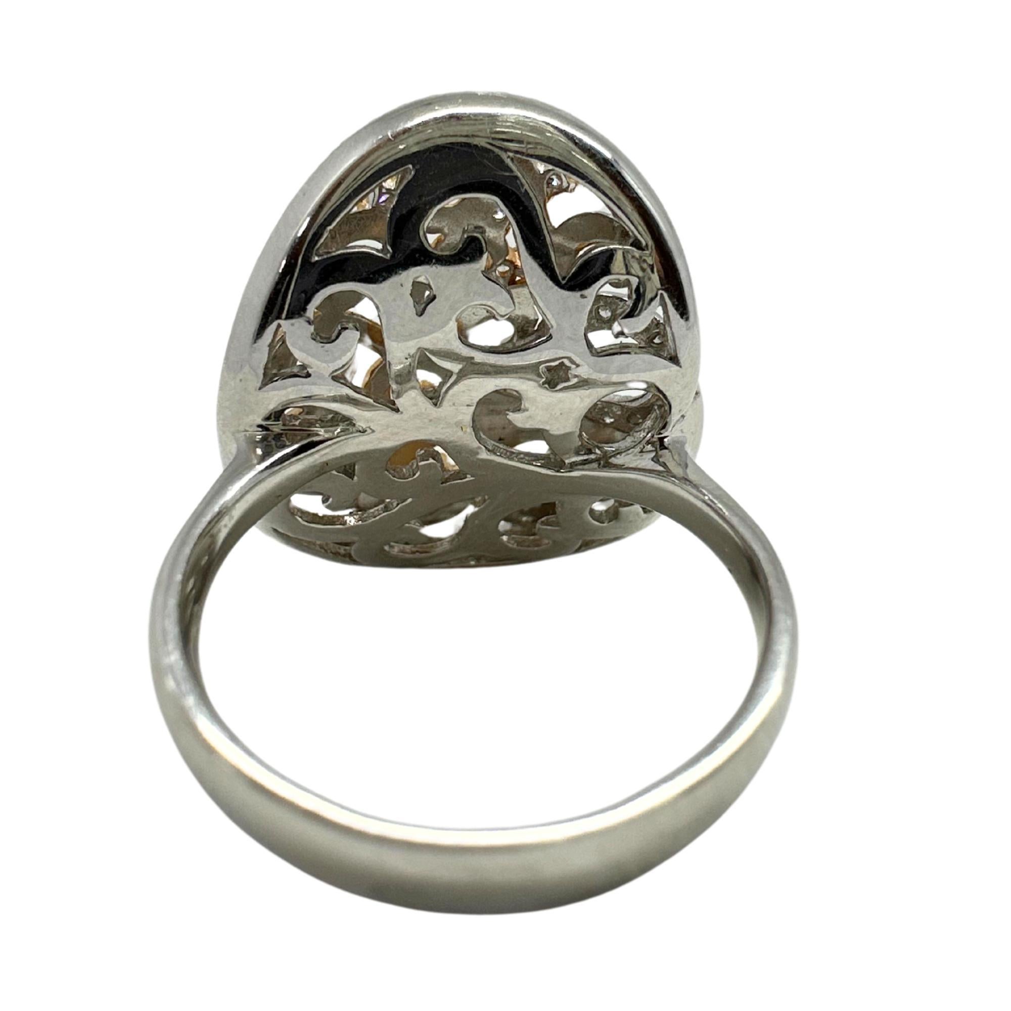 Women's 18K White and Rose Gold Diamond Ring For Sale
