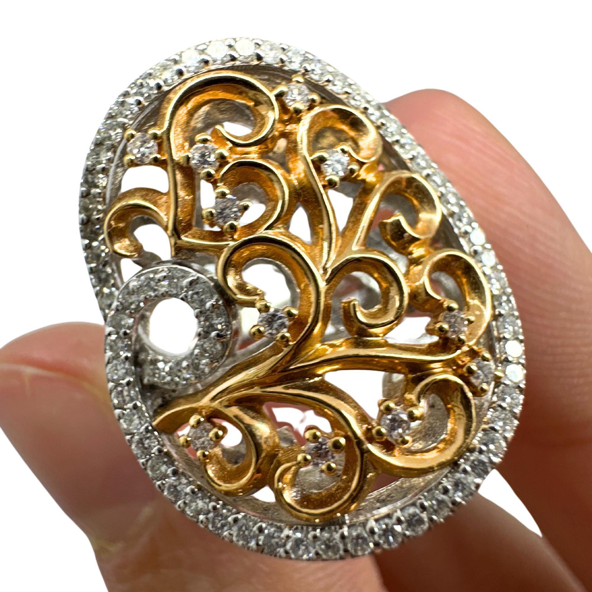 18K White and Rose Gold Diamond Ring For Sale 1