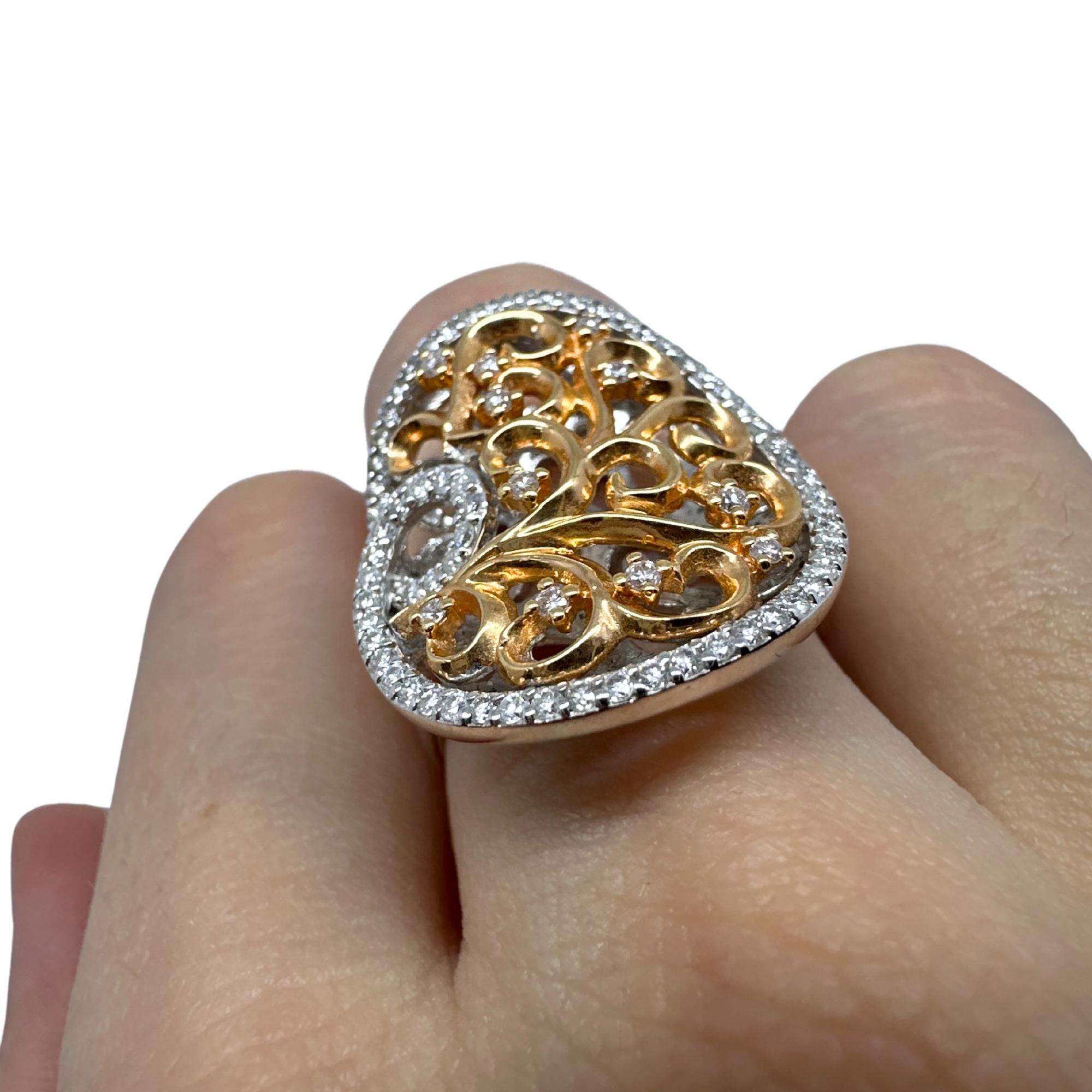 18K White and Rose Gold Diamond Ring For Sale 3